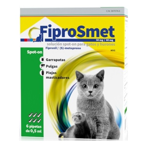 Fiprosmet para Gatos y Hurones 6 Pipetas