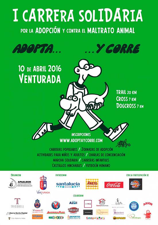 Cartel Adopta y Corre - I Carrera Solidaria a favor de animales