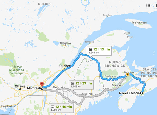 mapa canada - El gato que viaja en una caja